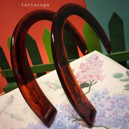 per borse uncinetto fatte a mano artigianali uso con corda macramè fettuccia manici economici di plastica forma mezzaluna colore tartaruga