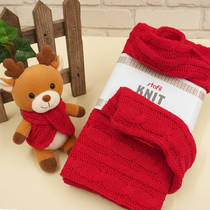 fuoriporta renne natale creare con lana tessuto a maglia treccia knit stoffa sintetica per cucito creativo hobby lavoretti natalizi decorazioni idea creazione fai da te colore rosso