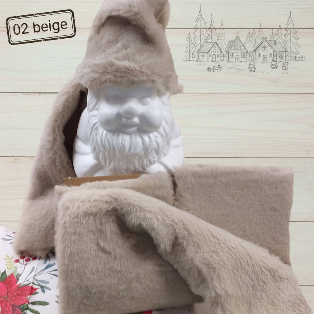 beige tessuto peluche soffice morbido soft pelo corto peliccia ecologica sintetica stoffa uso cucito creativo pupazzi bambole di pezza Natale gnomo del bosco e della neve folletti angeli e angioletti