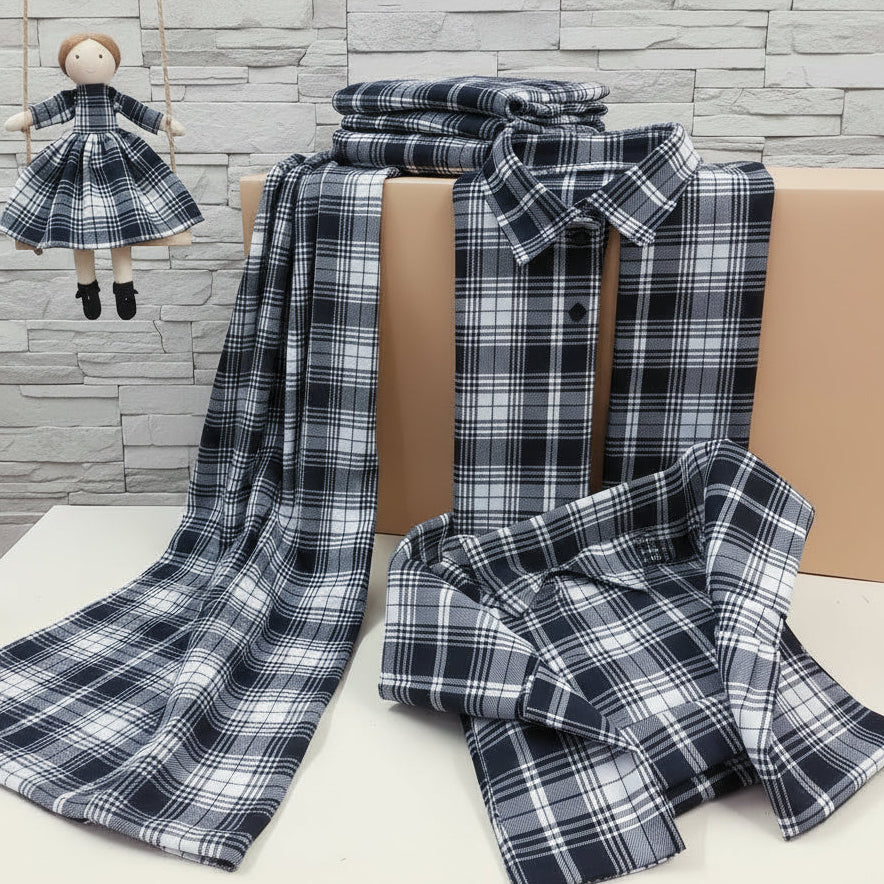 nero e bianco tartan stoff - fabric panno tessuto scozzese lana sintetica stoffa Scotland Stafil a quadretti per cuscino Sancho Natale addobbi decorazioni fai da te hobbistica cucito creativo
