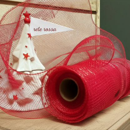 rete fioristi rosso natalizio runner rotolo decorativo tessuto di tulle per fai da te hobby creativi addobbi natale confezionamento fiori packaging bomboniere laurea