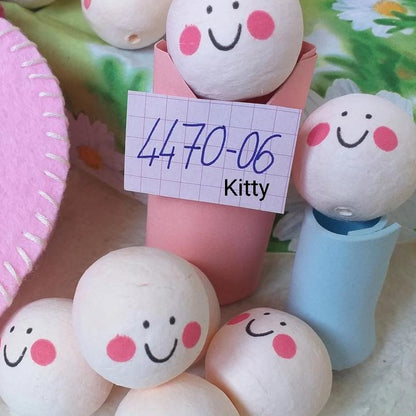 Stafil 4470-06 Kitty 3 cm visetti testine faccine disegnate dipinte visi stampati di ovatta uso creare bambole stoffa pigottine pezza angioletti pupazzi natalizi angeli bomboniere