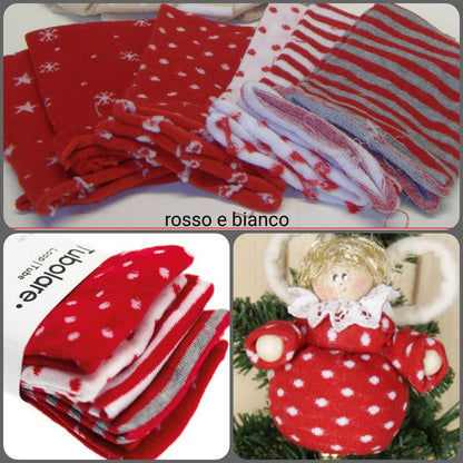 righe fiocco stelline pois rosso bianco colori natalizi fantasia tubolari maglina elasticizzati Stafil creare pupazzi bambola albero Natale gnomi del bosco angioletti angeli folletti della neve