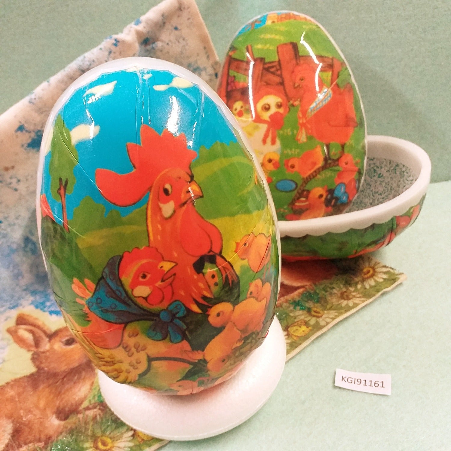uovo cartone divisibile in 2 parti decorato decoupage uso confezionamento packaging vetrinistica regalini sorprese pasquali ovetti cioccolato enogastronomia o centrotavola composizioni