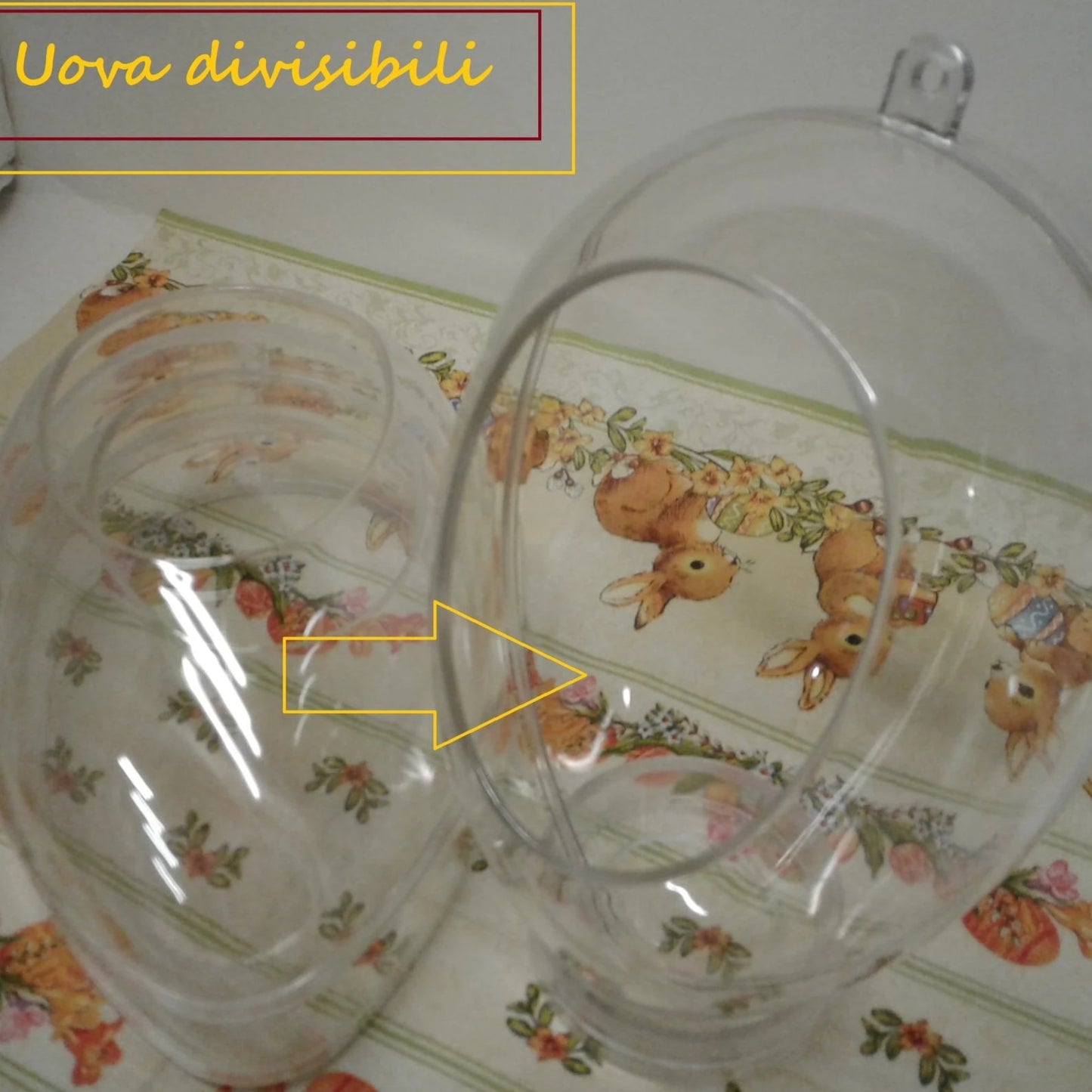 coniglietti tovagliolo per decoupage pasqua uova plastica con apertura di acrilico plexiglass apribili divisibili trasparenti