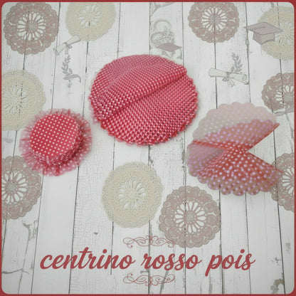 veletti tulle tondi bomboniere laurea fai da te centrini pois rosso bianco veli portaconfetti uso confezionamento pasticceria regalini San Valentino festa mamma