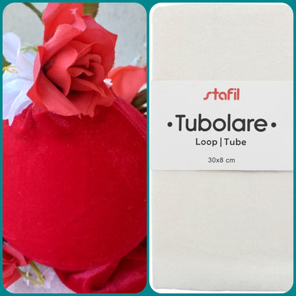 colore bianco tubolare velluto elasticizzato tessuto 30 x 8 cm stafil per rivestire sfere palline albero natale uova pasqua addobbi cucito creativo