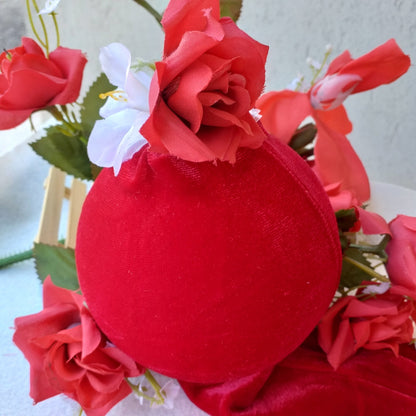 decorazioni addobbi fioristi natale albero pasqua fai da te con fiori rivestire sfere uova polistirolo con tessuto tubolare velluto