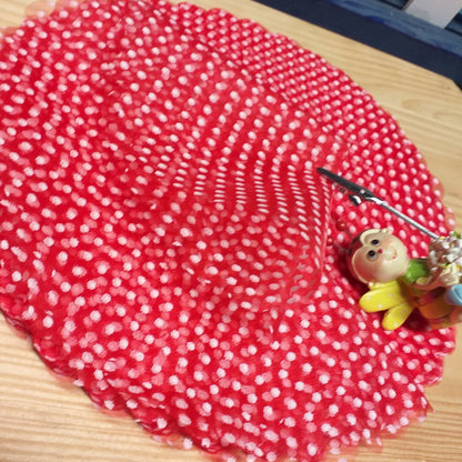 rosso pois bianchi colore tulle bomboniere fai da te tondo velo di fata organza smerli veletti centrini cerchi per confetti confezionare oggetti sacchetti uso hobbistica creativa lavoretti cucito bambole