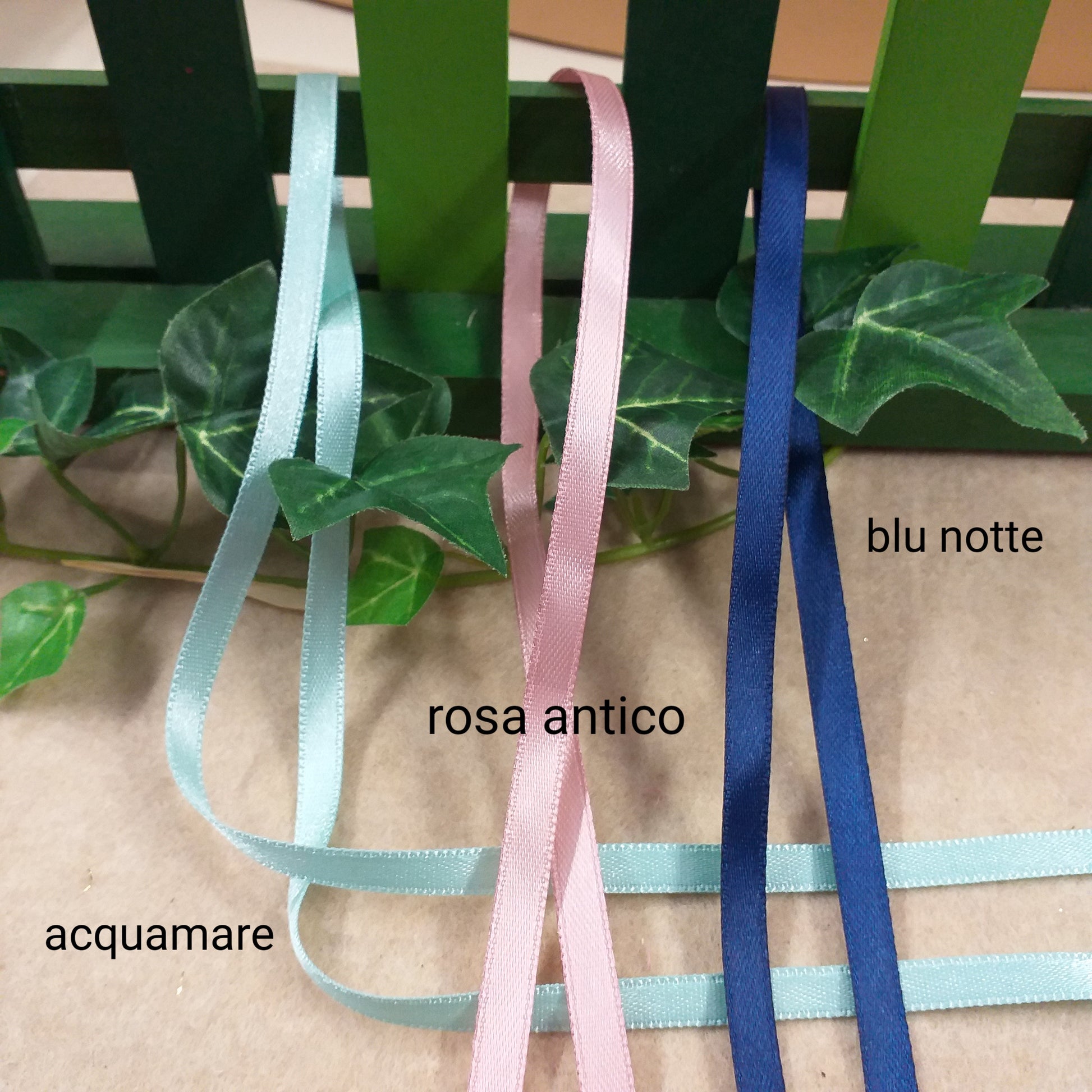 acquamare blu notte rosa antico vendita al metro nastro doppio raso made in Italy colori speciali uso confezionare bomboniere fai da te pacchi regalo hobbistica come passamaneria packaging vetrinistica