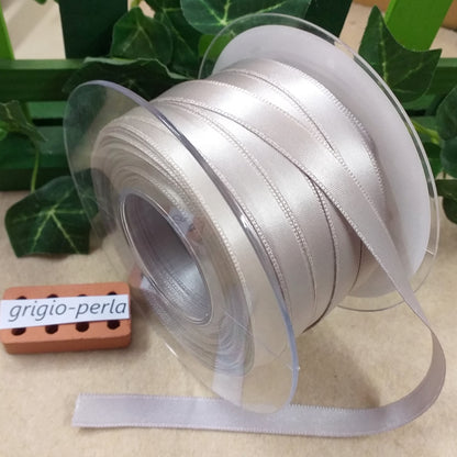 grigio-perla 10 mm vendita al metro di nastro doppio raso made in Italy colori speciali uso confezionare bomboniere fai da te pacchi regalo hobbistica come passamaneria packaging vetrinistica