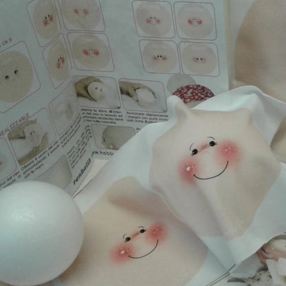 come creare cucito creativo visi stampati tessuto Renkalik di maglina elastica toile bambole pigottine