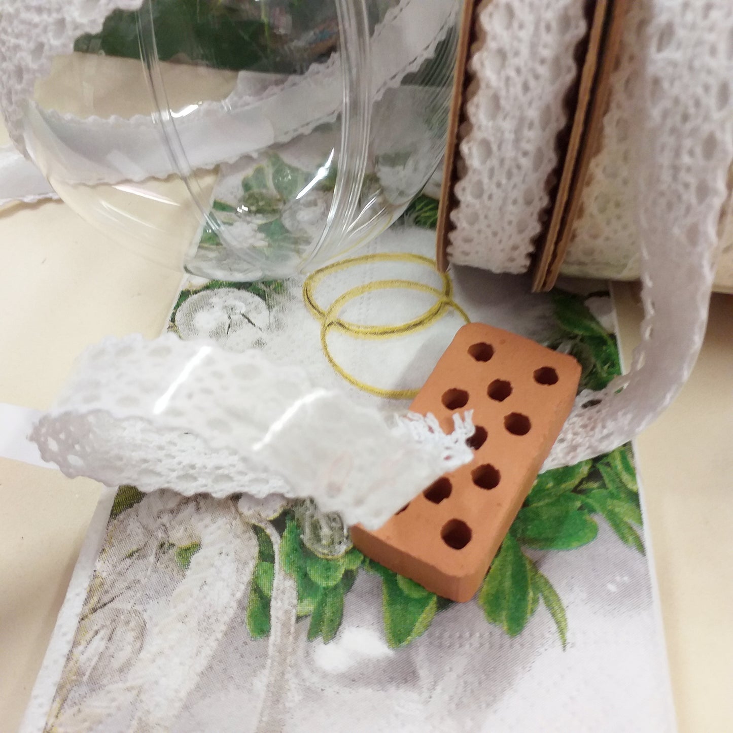 uso creare Natale Pasqua fiori decorazioni fai da te con bordo di pizzo bianco nastro adesivo tessuto decorativo washi tape di scrapbooking in stoffa per composizioni floreali